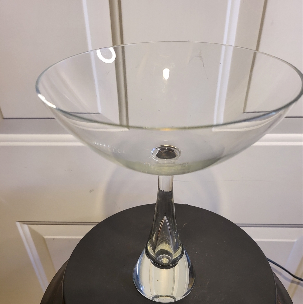 Steuben Style Teardrop Crystal Glass Compote Bowl 9" - Picture 2 of 11